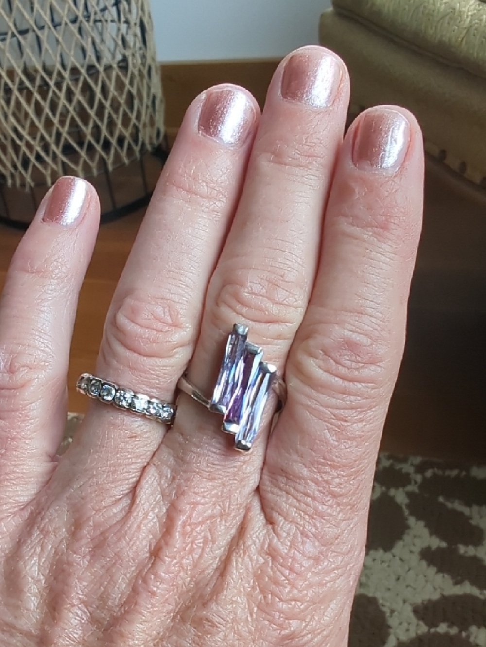 Faceted Purple/Blue Colored Glass 925 Silver Plated Ring Size 9 - Picture 9 of 14